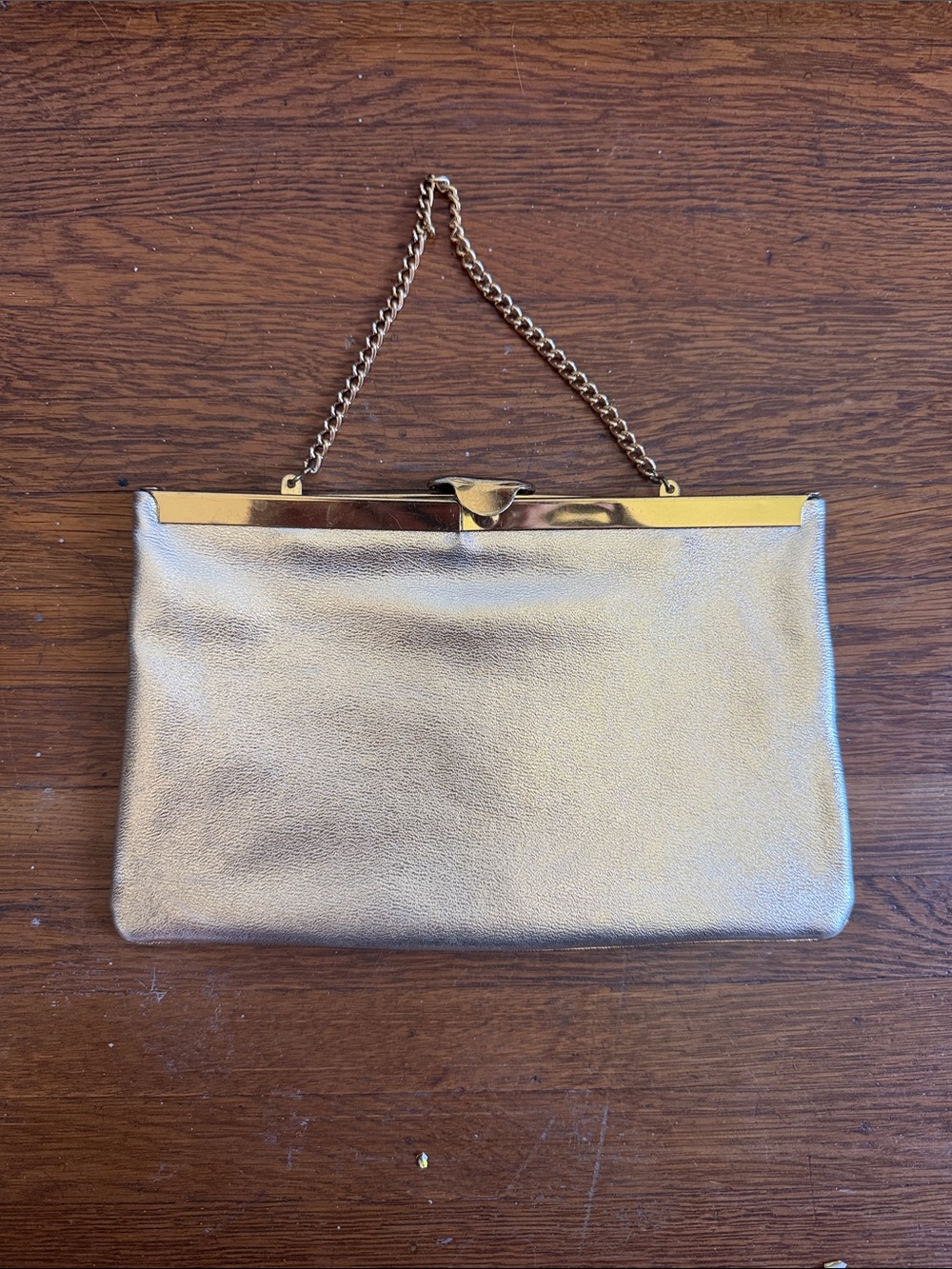 Vintage-Gold Chain-Handle Evening Clutch